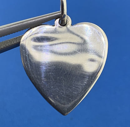 Tiffany & Co 925 Sterling Silver Engravable Heart Dog Tag Charm Pendant