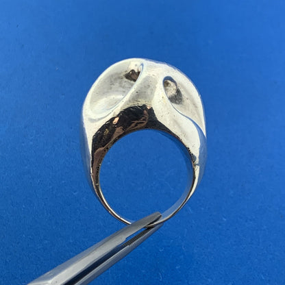 Artisan 925 Sterling Silver Modernist Glob Biker's Chunky Dome Ring