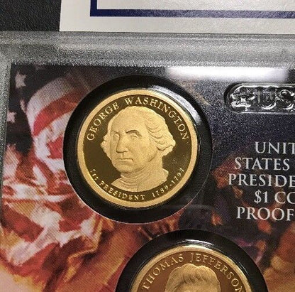 2007 S U.S. Mint Presidential 1$ Dollar Coin Proof Set Complete With Box/COA