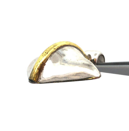 Vintage Taxco Mexico Laton 925 Sterling Silver Brass Square Statement Pendant