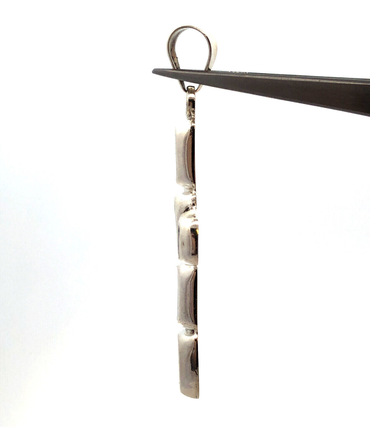 Vintage 925 Sterling Silver Rectangle Black Onyx Bezel Cross Pendant