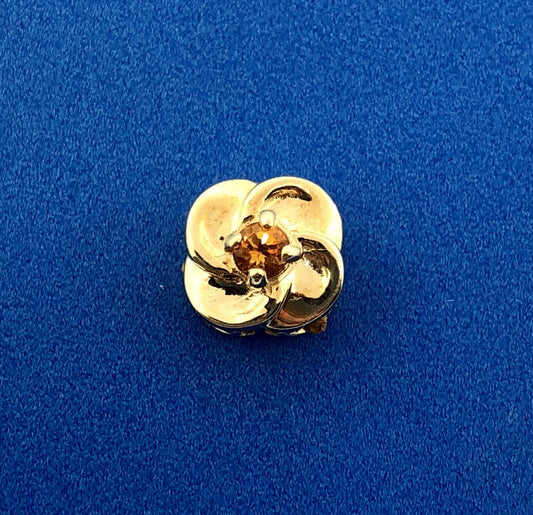 Designer DDH 10K Yellow Gold Citrine Flower November Slide Bracelet Charm