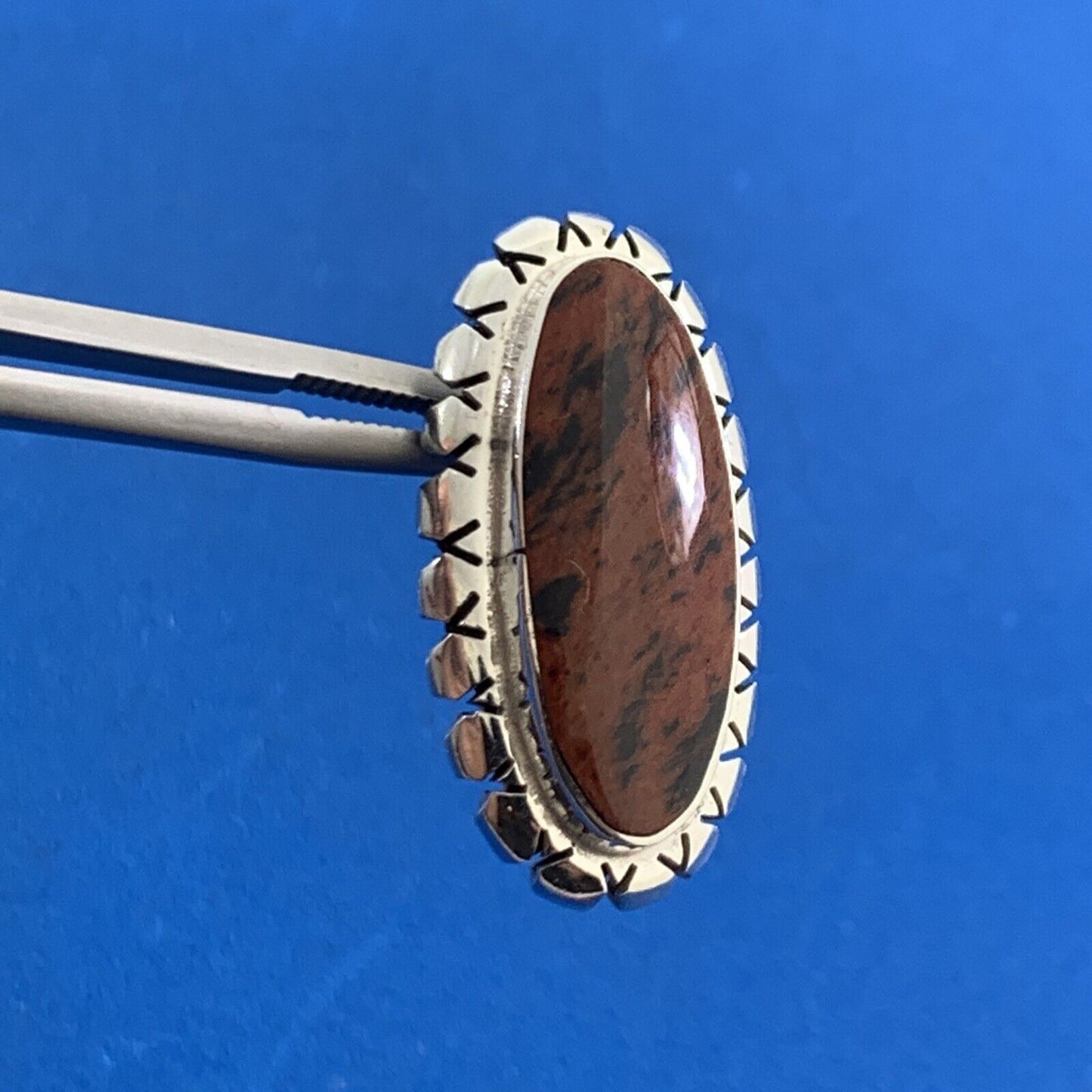 Taxco Mexico TJ-40 925 Sterling Silver Long Oval Red Jasper Stud Earrings