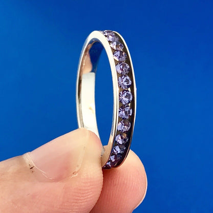 Sensational Designer 925 Sterling Silver Amethyst February Anniversary Band Ring