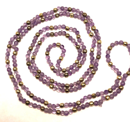 Vintage 1980's Amethyst & Gold-Tone Beaded 3-Piece Statement Necklace