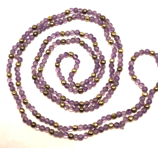 Vintage 1980's Amethyst & Gold-Tone Beaded 3-Piece Statement Necklace