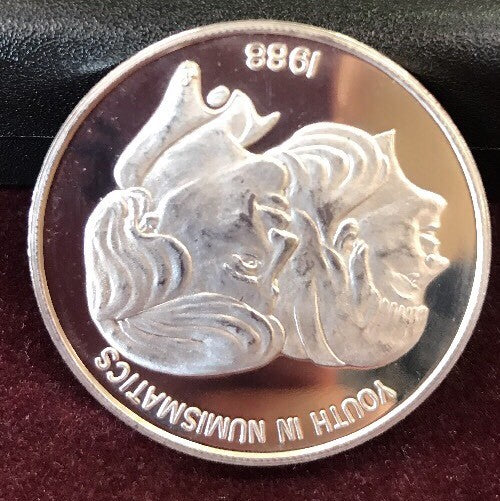 1988 Numismatic Association of Southern California 999 Silver Youth in Numis Rnd