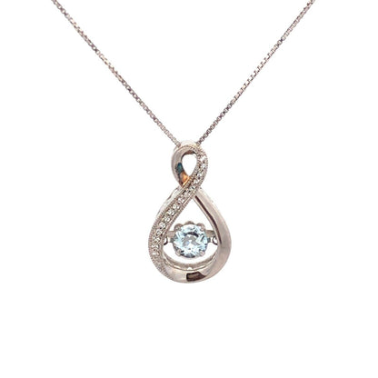 Designer 925 Sterling Silver Diamond and Blue Tourmaline Pendant Necklace