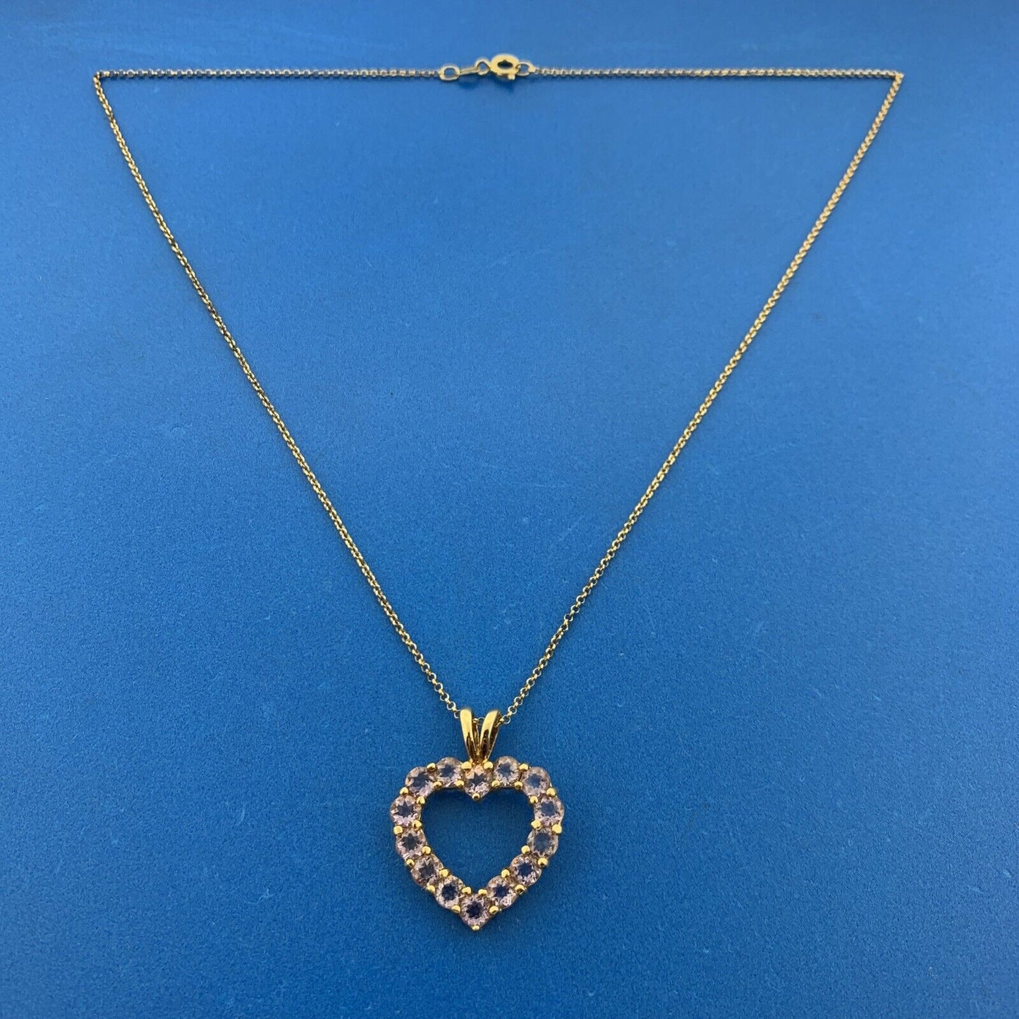 Designer Sterling Silver Vermeil Amethyst Heart February Anniversary Necklace