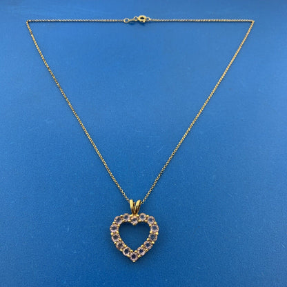 Designer Sterling Silver Vermeil Amethyst Heart February Anniversary Necklace