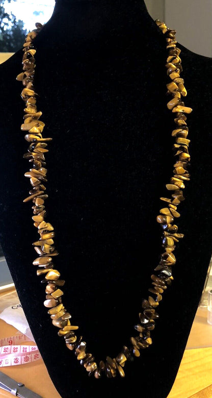Estate Gold Tone Tiger's Eye Beaded Grounding & Protection Statement Necklace