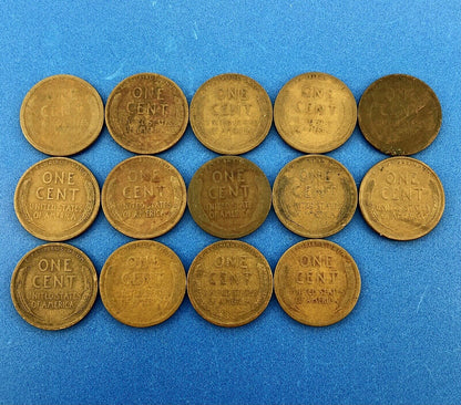 1909 P Mixed Date Mixed Mint Early Lincoln Small One Cent Penny 14 Coin Lot