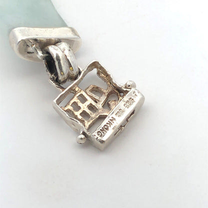 Designer G&K 925 Sterling Silver Light Green Jade Chinese Modernist Bracelet