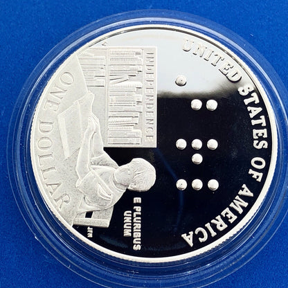 2009 P Louis Braille Bicentennial Commemorative Proof Silver Dollar $1 OMP/COA