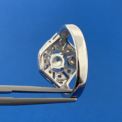 Designer Art Deco Style Sterling Silver Cubic Zirconia Statement Cocktail Ring