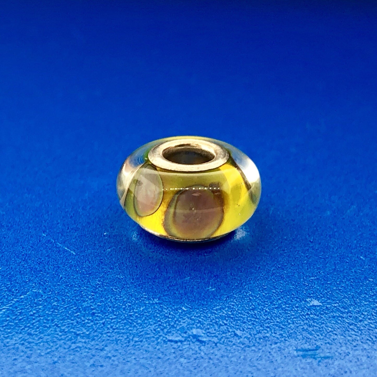 Authentic Chamilia Murano Glass Spotted Yellow Sterling Silver 925 Bead Charm