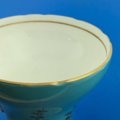 Aynsley English Bone China Aqua Turquoise Gold Floral Vine Tea Cup/Saucer