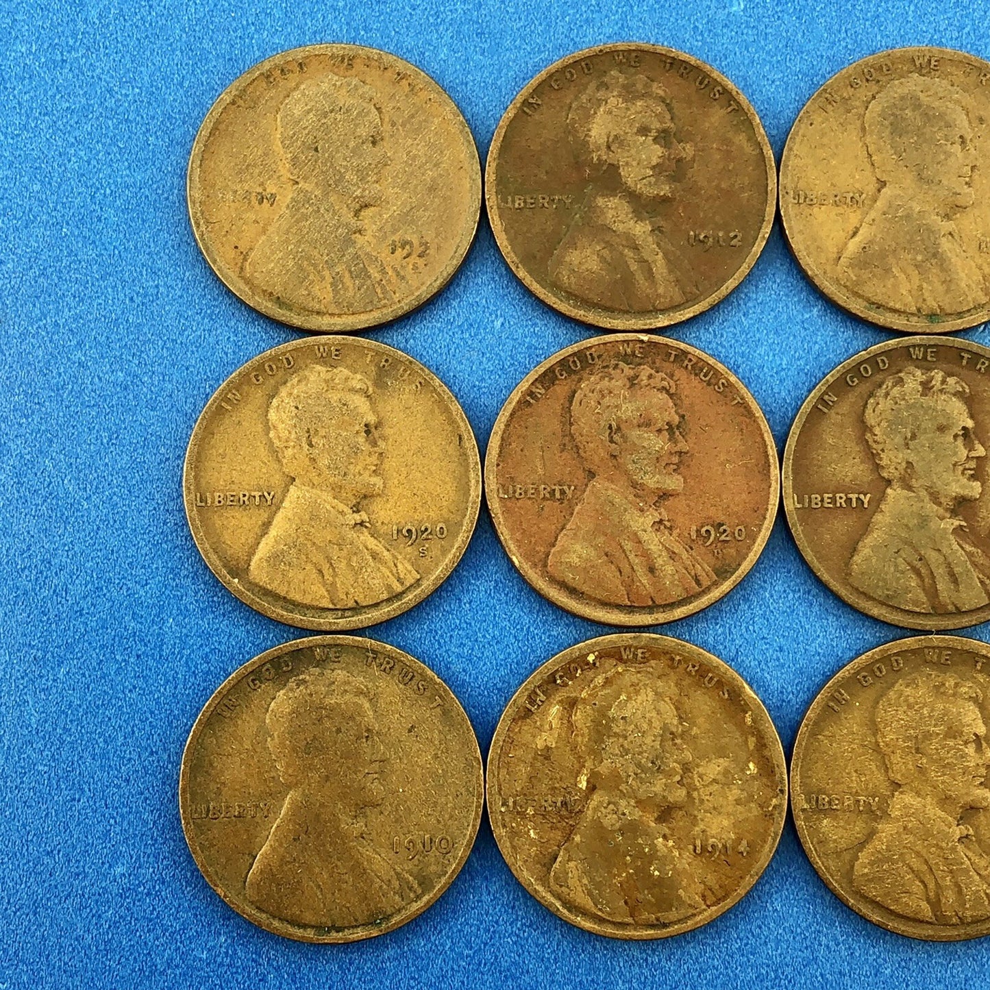 1909 P Mixed Date Mixed Mint Early Lincoln Small One Cent Penny 14 Coin Lot