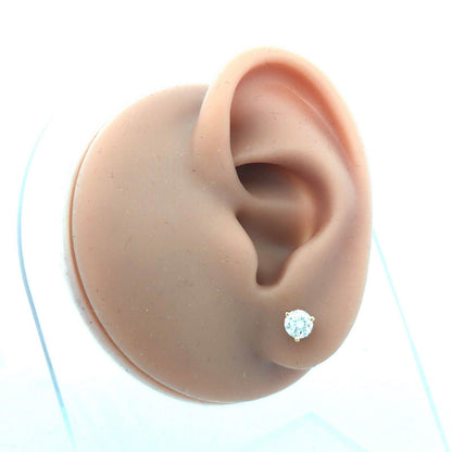 Designer 14K Yellow Gold Round Diamond Stud Earrings
