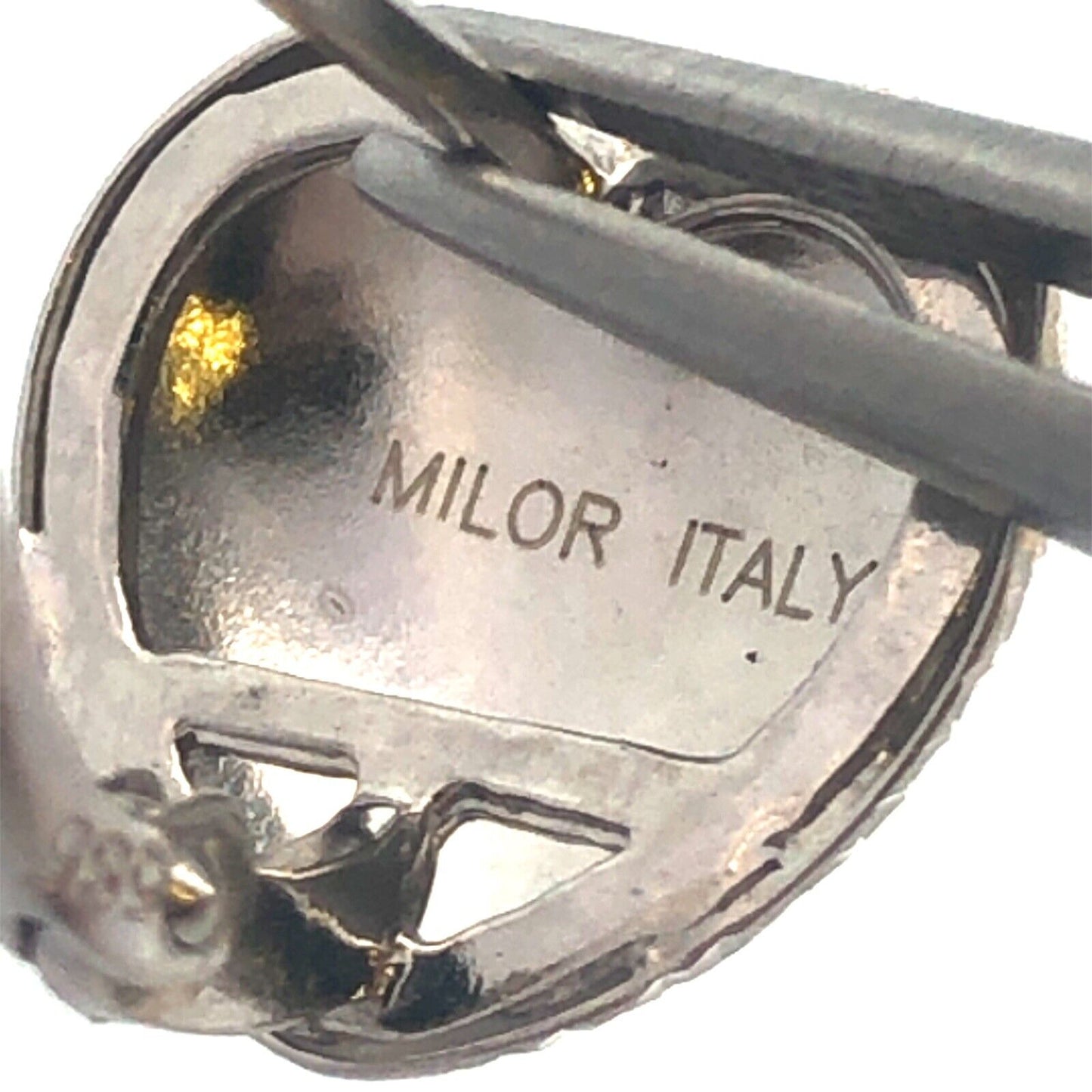 Designer Milor Italy 14K White Gold Textured Heart Stud Earrings