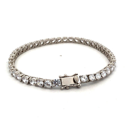 Designer DK 925 Sterling Silver Round Cubic Zirconia Statement Tennis Bracelet