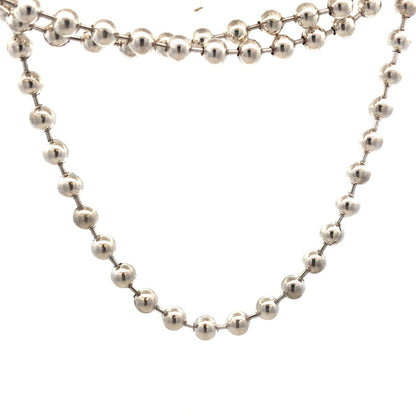 Designer AT Italy 925 Sterling Silver Beaded Chain Statement Necklace