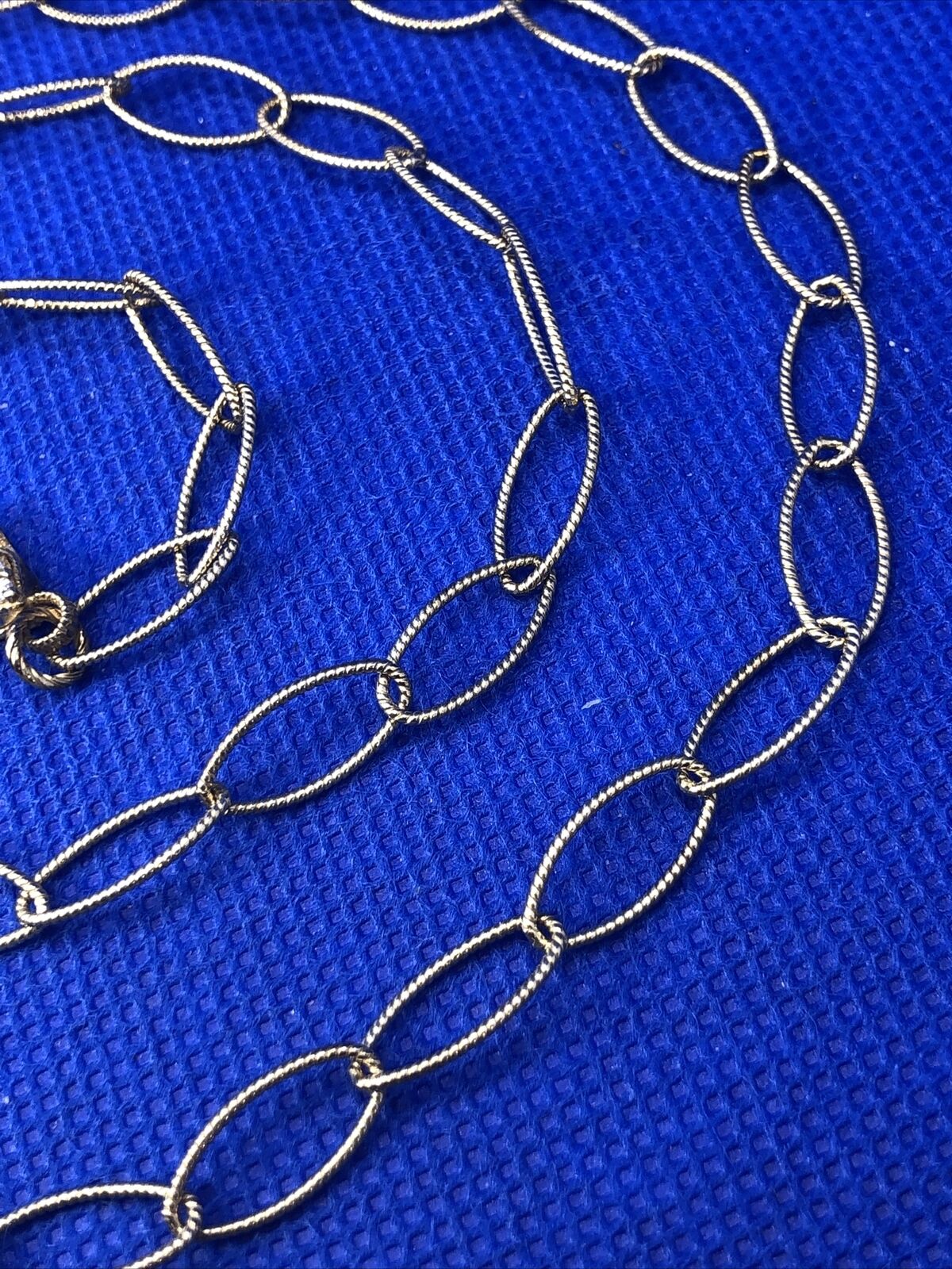 Designer Judith Ripka Vermeil 925 Sterling Silver CZ Oval Link Chain Necklace