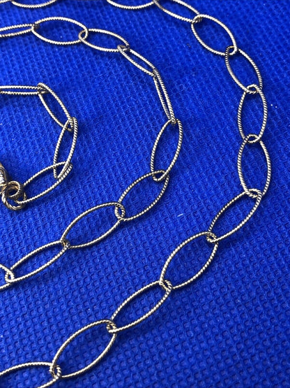 Designer Judith Ripka Vermeil 925 Sterling Silver CZ Oval Link Chain Necklace