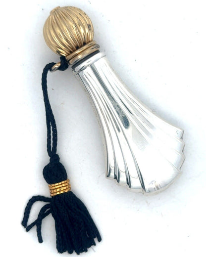 Vtg Towle Sterling Silver Gold Vermeil Tassel Perfume Oil Purse Vanity Bottle