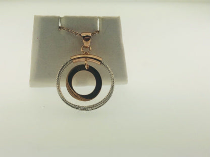 Dyadema Italy Sterling Silver Rose Wash Two Toned Life Infinity Circle Necklace