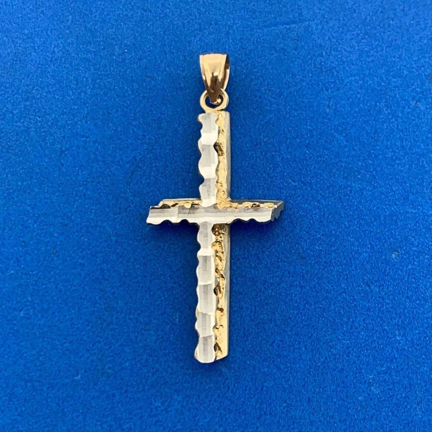 Designer 14K Yellow White Gold Reversible Cross Statement Pendant