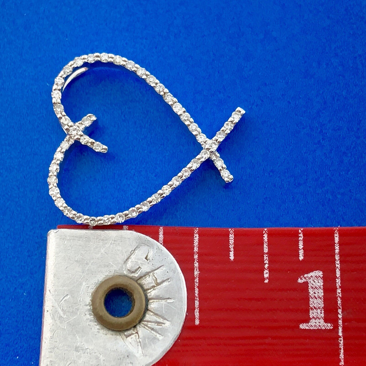 Designer JX 14K White Gold Diamond Eternity Heart Charm Pendant