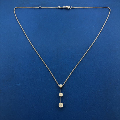 Designer Roberto Coin 18k White Gold Round Cut 3 Diamond Vertical 18" Necklace