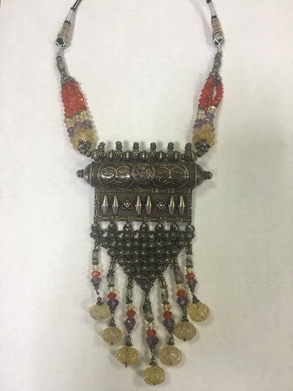 One-of-a-Kind Statement Necklace 800 Silver Bead Detail with Adjustable Rope