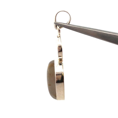 925 Sterling Silver Rutilated Quartz Cabochon Star Design Drop Pendant