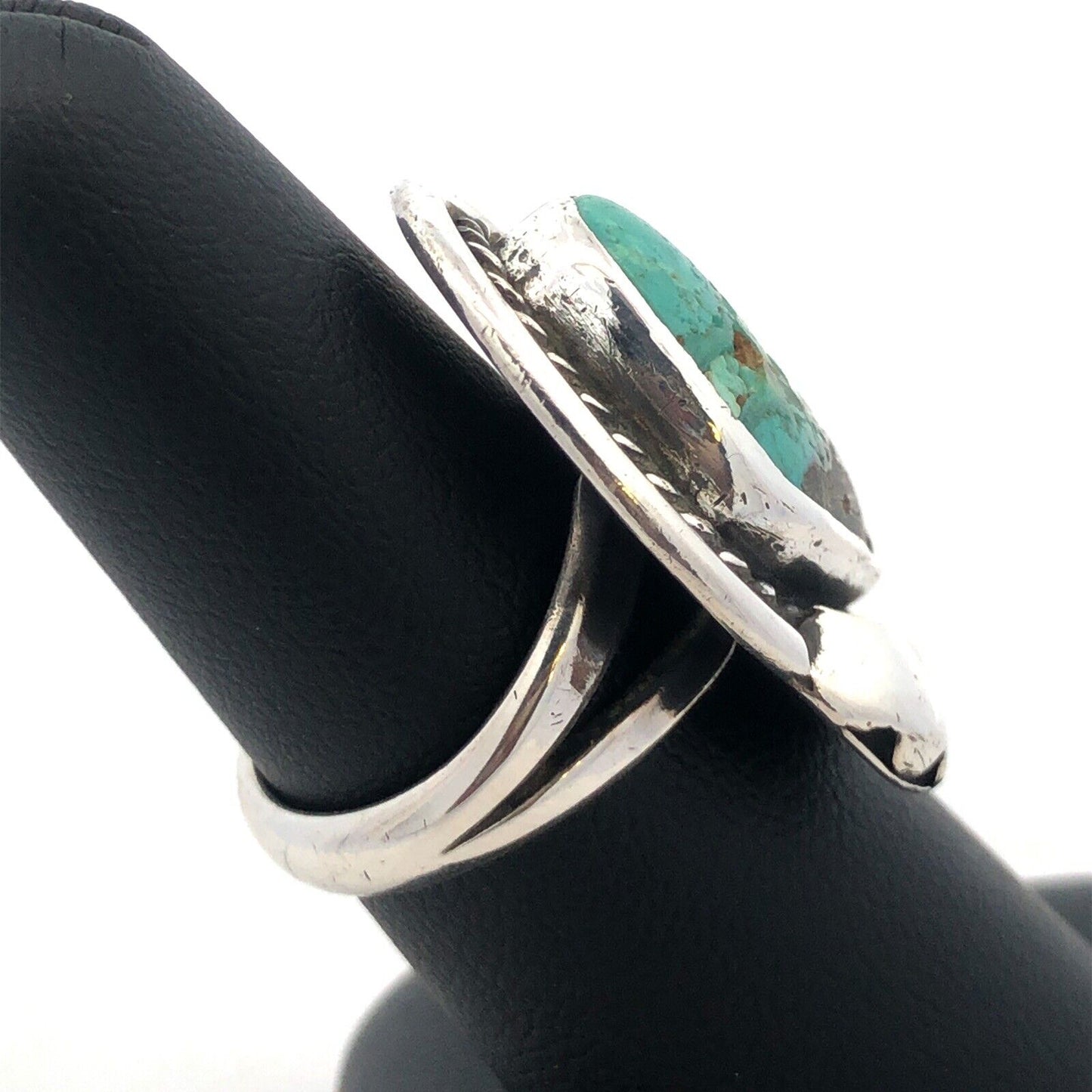 Native American 925 Sterling Silver Chunky Turquoise Statement Finger Ring