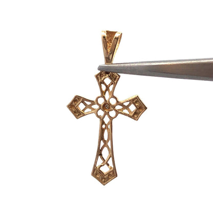 Designer Jacmel Mauritius JCM 10K Yellow Gold Diamond Textured Cross Pendant