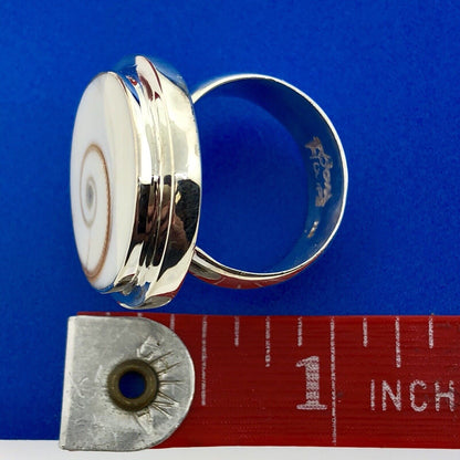 Designer Sterling Silver Natural Shiva Eye Snail Shell Protection Statement Ring