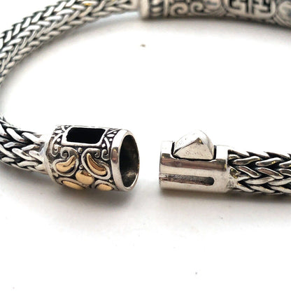Effy Artisan BH 925 Sterling Silver 18K Gold Dot Scroll Balinese Chain Bracelet