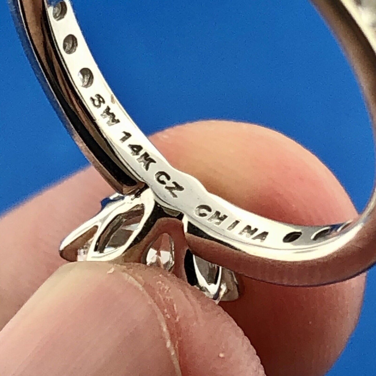 Designer SW 14K White Gold Cubic Zirconia CZ Solitaire Accents Eternal Love Ring