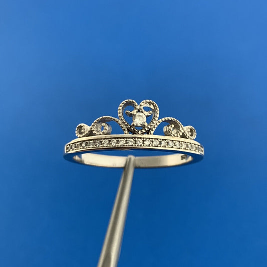Designer 925 Sterling Silver Cubic Zirconia Princess Queen Crown Size 9 Ring