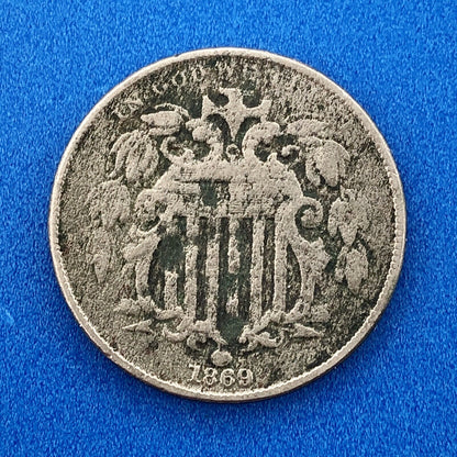 1869 P Shield Nickel Variety 2 Scarce Rare Better Key Philadelphia Mint Coin