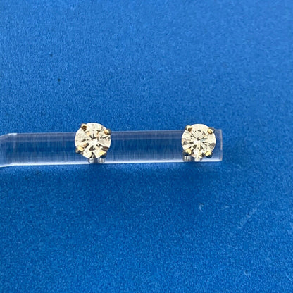 Elegant Designer IPS 14K Yellow Gold Round Diamond Stud Earrings