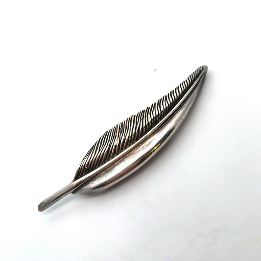 Designer 925 Sterling Silver Textured Long Leaf Pin Brooch