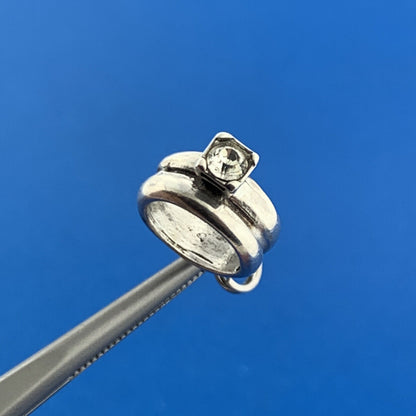 Designer 925 Sterling Silver Cubic Zirconia CZ Engagement Ring Dangle Charm