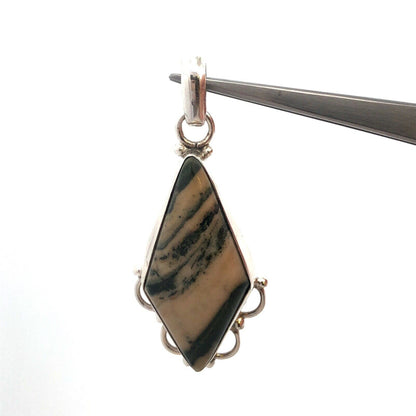 925 Sterling Silver Brown Zebra Jasper Statement Pendant