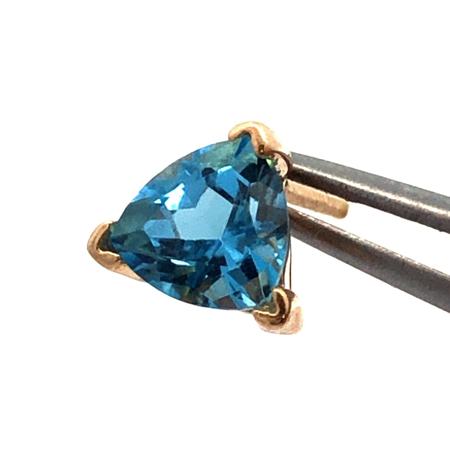 14K Yellow Gold Trillion Blue Topaz Trillion December Anniversary Stud Earrings