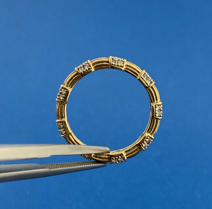 Designer Sterling Silver Vermeil Cubic Zirconia CZ Ribbed Stackable Band Ring