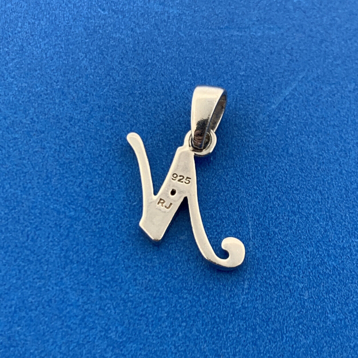 Designer 925 Sterling Silver Diamond N Initial Script Monogram Pendant Charm