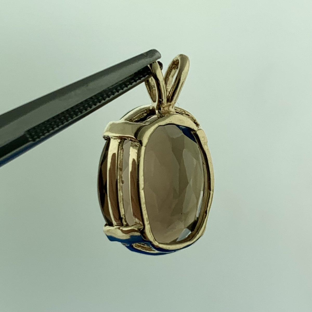 Gorgeous 14k Yellow Gold Oval Cut Large Smoky Quartz Pendant